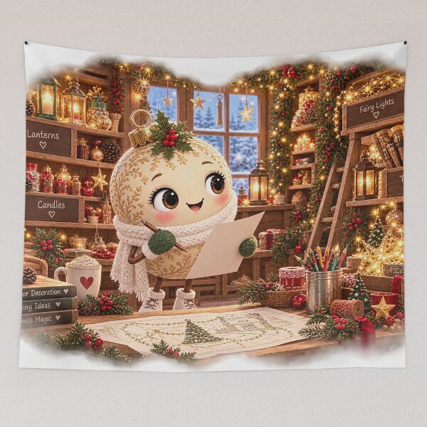 Item preview, Cream Christmas Bauble - Planning the Perfect Christmas Lights designed and sold by DoreenGehrkeArt.