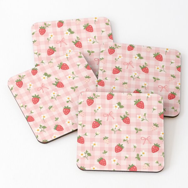 Item preview, Cute Strawberry and Daisy Pink Gingham Cottagecore designed and sold by KokoDeez.