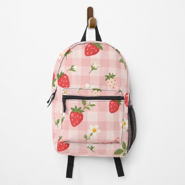 Item preview, Cute Strawberry and Daisy Pink Gingham Cottagecore designed and sold by KokoDeez.