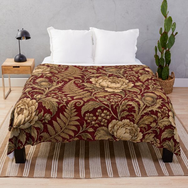 Item preview, Vintage Burgundy Peony Fern Botanical Floral Wallpaper Pattern designed and sold by Apex Designs.
