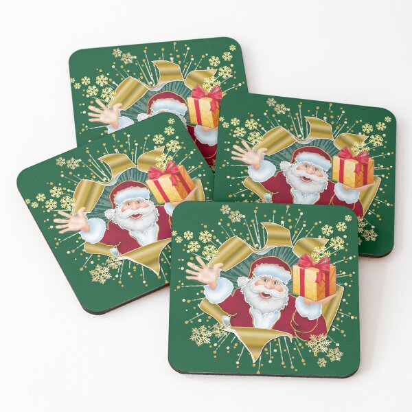 Item preview, Snowy Santa Surprise: 3D Gold Foil Christmas Pop-Out on GREEN designed and sold by Art-PraveenRai.