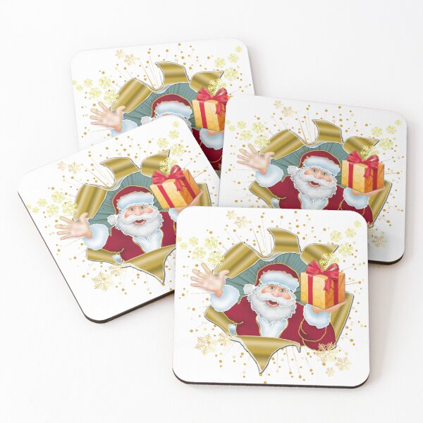 Item preview, Snowy Santa Surprise: 3D Gold Foil Christmas Pop-Out on WHITE designed and sold by Art-PraveenRai.
