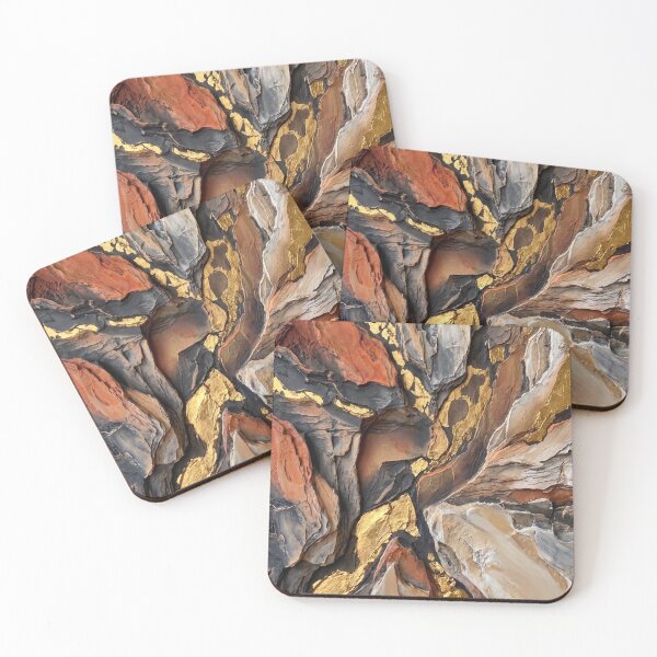 Item preview, Canyon Chasm - Warm Terracotta & 24K Gold Faultline Impasto Painting designed and sold by NUNNO Studio.