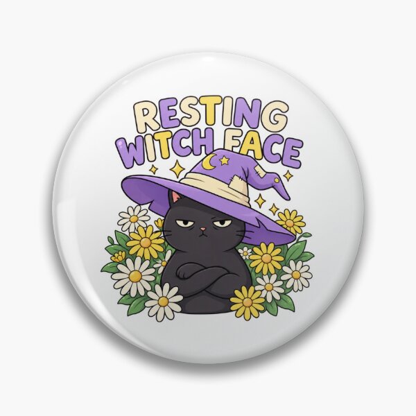 Artikelvorschau, Resting Witch Face – Funny Grumpy Black Cat Witch Halloween Art entworfen und verkauft von MrDev.