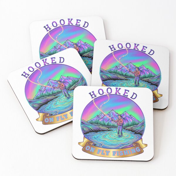 Item preview, Hooked on fly fishing Vaporwave Northern Lights Fly Fishing Adventure designed and sold by Stefanrajzer.