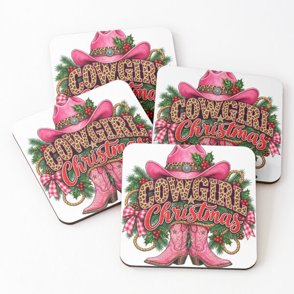 Item preview, Cowgirl Christmas Pink Cowboy Hat and Boots Western Holiday Design designed and sold by CreativeNest Prints.