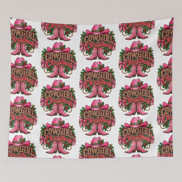 Item preview, Cowgirl Christmas Pink Cowboy Hat and Boots Western Holiday Design designed and sold by CreativeNest Prints.