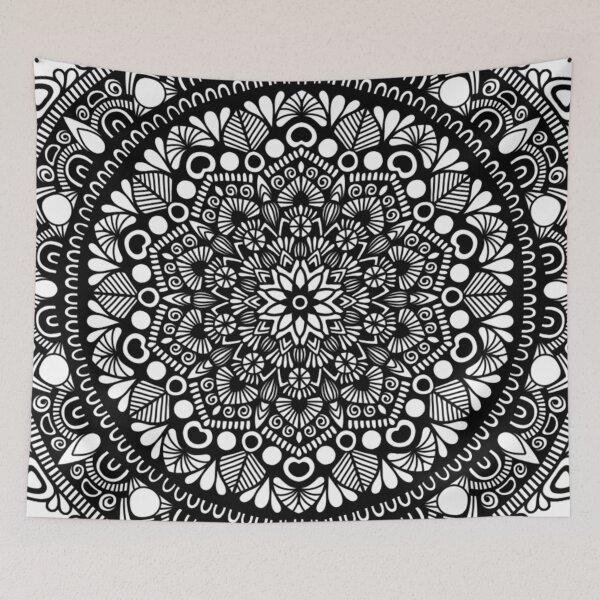 Item preview, Intricate Geometric Mandala - Black and White Zen Pattern designed and sold by FioreDiCiliegio.