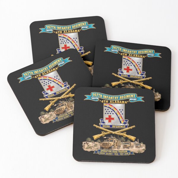 Item preview, Army - 167th Infantry Regiment - DUI w Ribbon - Br - 4th Alabama - Operation Iraqi Freedom - Convoy Security,Iraq - 2007-2008 - 3D - Enhanced designed and sold by Military Insignia Products.