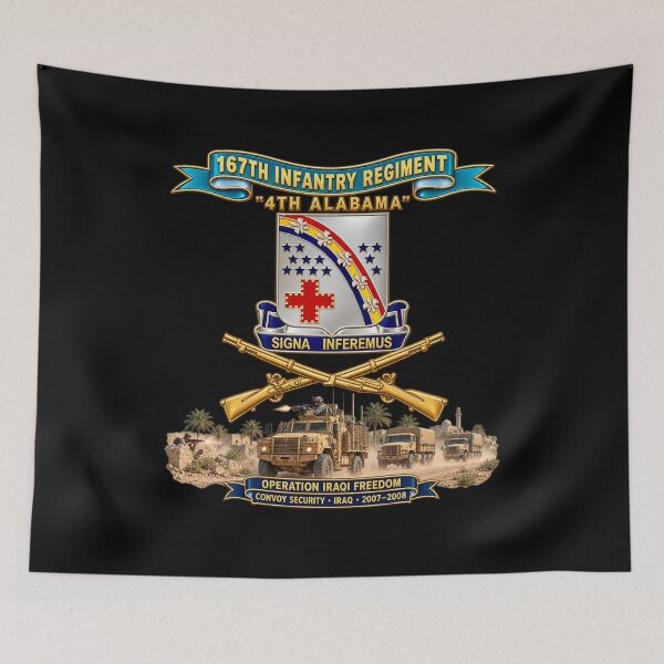 Item preview, Army - 167th Infantry Regiment - DUI w Ribbon - Br - 4th Alabama - Operation Iraqi Freedom - Convoy Security,Iraq - 2007-2008 - 3D - Enhanced designed and sold by Military Insignia Products.