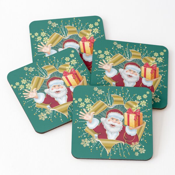 Item preview, Snowy Santa Surprise: 3D Gold Foil Christmas Pop-Out TEAL designed and sold by Art-PraveenRai.