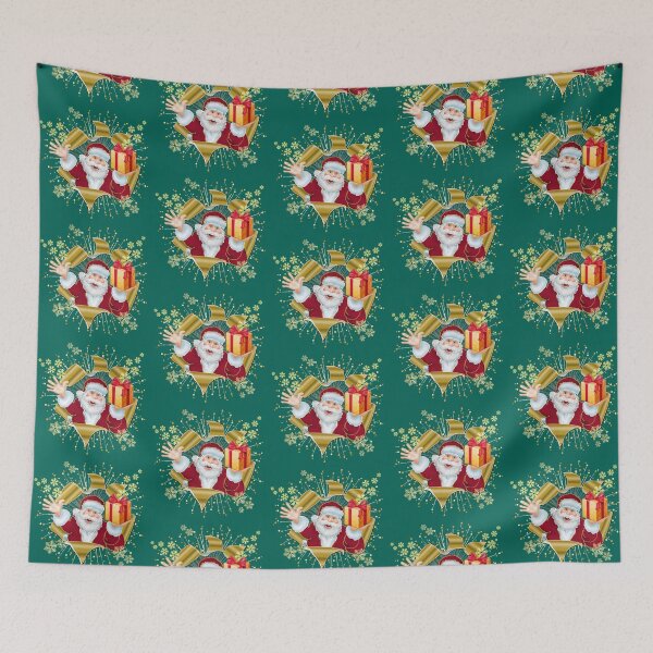 Item preview, Snowy Santa Surprise: 3D Gold Foil Christmas Pop-Out TEAL designed and sold by Art-PraveenRai.