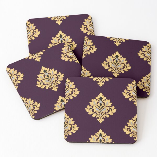 Item preview, Dark Plum, Silver & Gold Damask designed and sold by DesignsByPrnces.