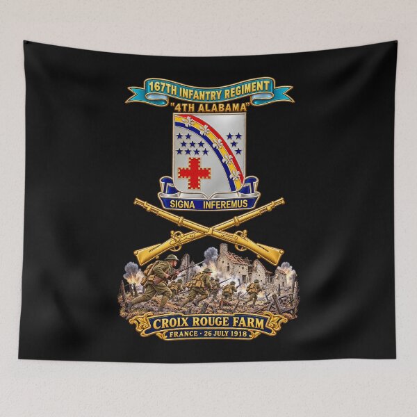 Item preview, Army - 167th Infantry Regiment - DUI w Ribbon - Br - 4th Alabama - Croix Rouge Farm, France- 1918 - WWI - 3D - Enhanced designed and sold by Military Insignia Products.