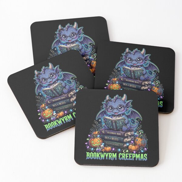 Item preview, Bookwyrm Creepmas Cute Dragon Reading Spellbooks Spooky Christmas designed and sold by Neon Bones Studio.