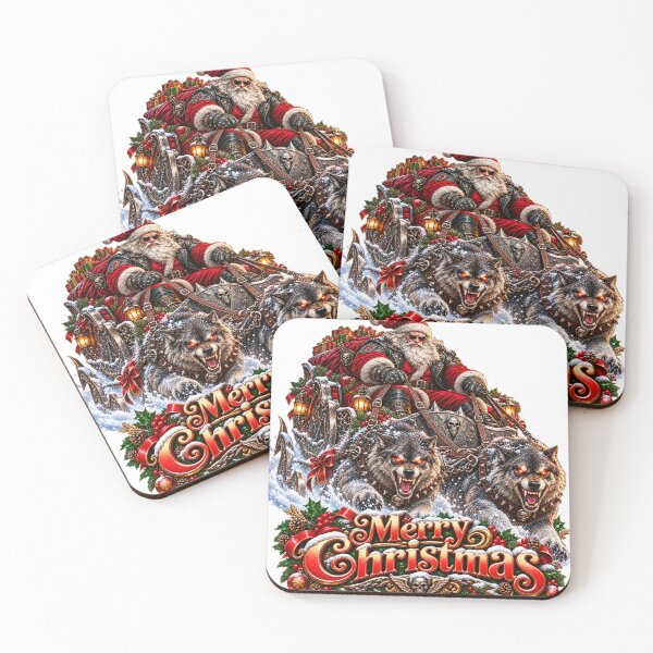 Item preview, Badass Santa Sleigh Wolves Dark Christmas Design designed and sold by SunnyDesign82.
