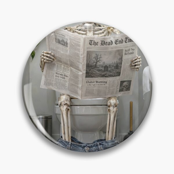 Item preview, Skeleton Reading a Newspaper on a Toilet designed and sold by Maria Dryfhout.