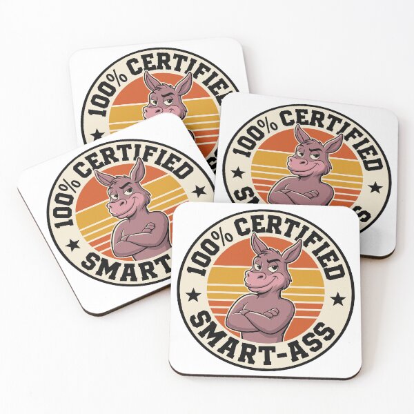 Item preview, 100% Certified Smart-Ass Funny Donkey Retro Badge Design designed and sold by JPees.