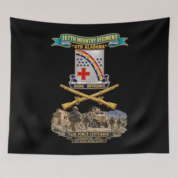 Item preview, Army - 167th Infantry Regiment - DUI w Ribbon - Br - 4th Alabama - Task Force Centurion - Afghanistan 2012 - NATO Mission - 3D - Enhanced designed and sold by Military Insignia Products.