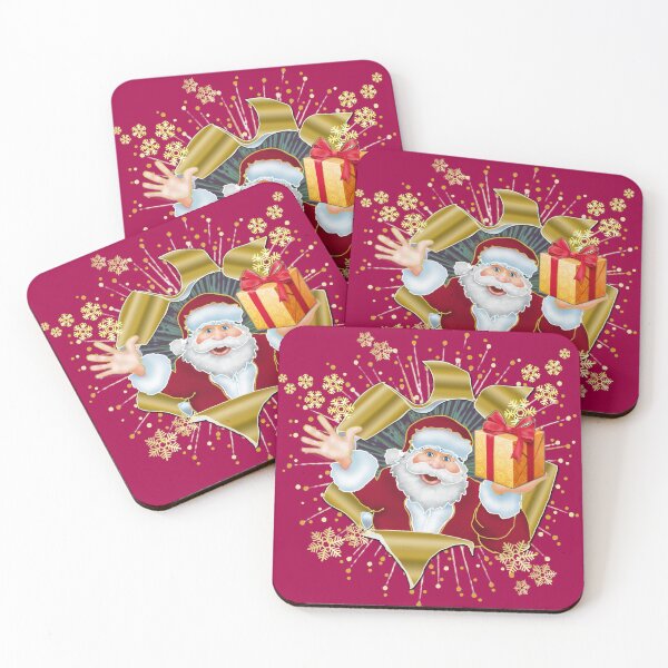 Item preview, Snowy Santa Surprise: 3D Gold Foil Christmas Pop-Out RASBERRY designed and sold by Art-PraveenRai.