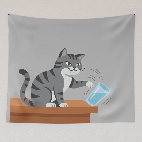 Item preview, Funny Naughty Tabby Cat Knocking Glass designed and sold by AIG - Andrei Ilie Graphics.