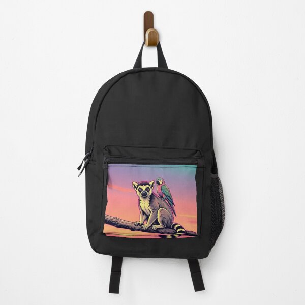 Item preview, Colorful Lemur and Parrot Tropical Wildlife Illustration designed and sold by Dogandesighn.