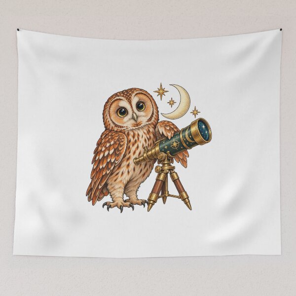 Item preview, Owl Stargazer - Telescope under the Moon designed and sold by cybersilverhand.