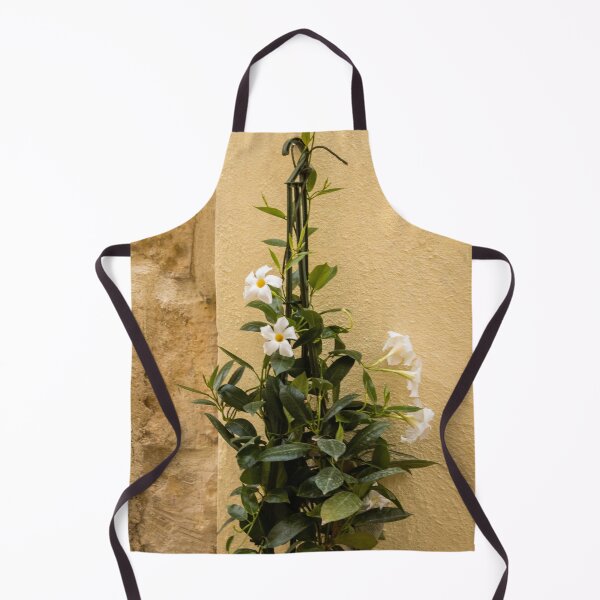 Item preview, Potted White Mandevilla Vine Climbing A Trellis Against Sunlit Textured Wall designed and sold by Nmallia.