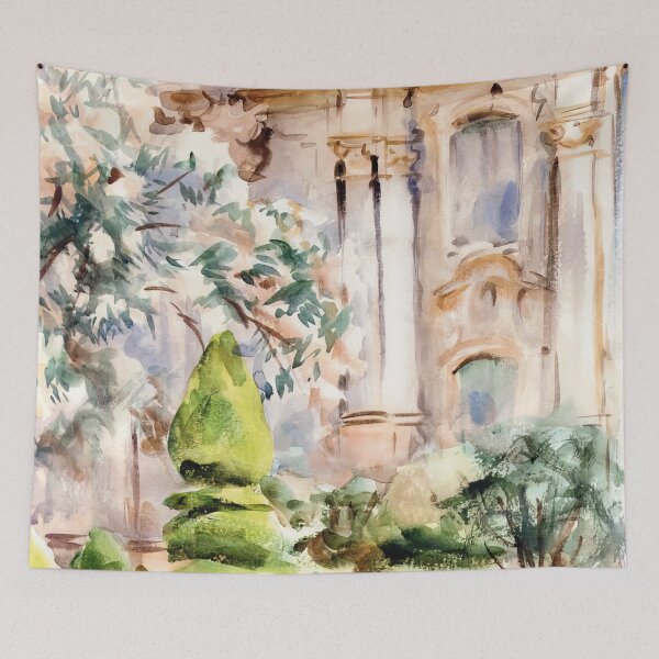 Item preview, John Singer Sargent Palace And Gardens, Spain - Classic Spanish Architecture Painting Art Print designed and sold by lanaverera.