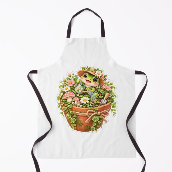 Item preview, Cute Gardening Frog Sticker – Cottagecore Frog Watering Flowers in a Flower Pot designed and sold by CoquetteLunaCo.