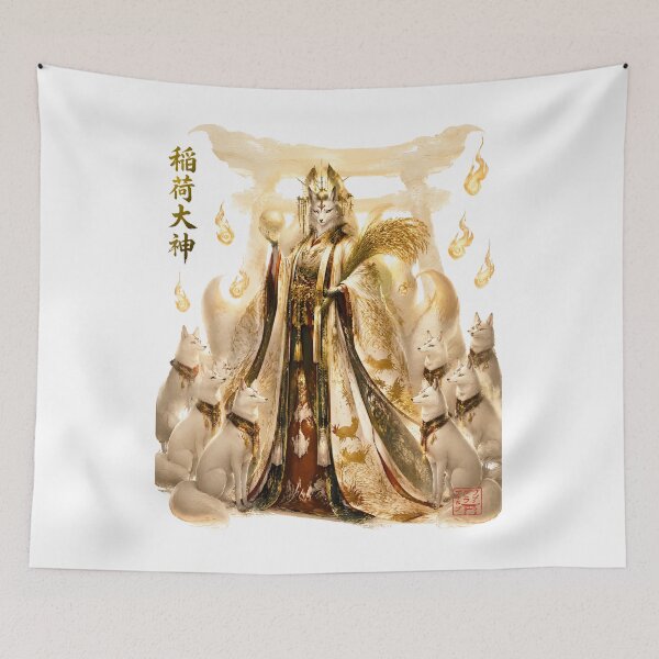 Item preview, Inari Ōkami Japanese God of Rice, Foxes & Prosperity | Kitsune Shrine Art designed and sold by kaxymax.