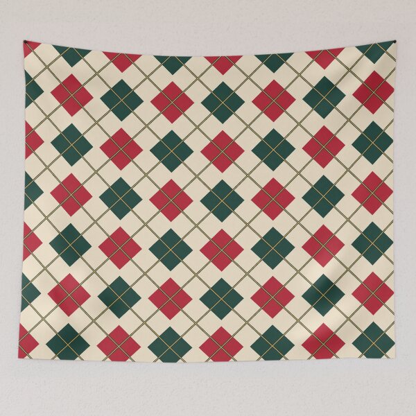 Artikelvorschau, Weihnachtliches Argyle-Muster in Waldgrün, Cranberry und Gold entworfen und verkauft von 89BLACK.