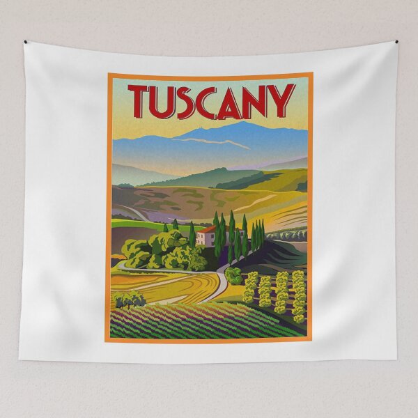 Item preview, Tuscany Poster Original Custom Travel Tourism Vintage Poster Wall Art Design Tee Shirt designed and sold by Cool Robot Bro..