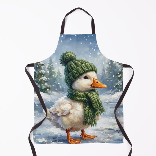 Item preview, Cute Cottagecore Winter Duckling in Knitted Bobble Hat Illustration designed and sold by Englandbear.