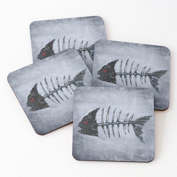 Item preview, Piranha Skeleton Fish Bones BlueGrunge Distressed Punk designed and sold by Ghoul Enterprises.