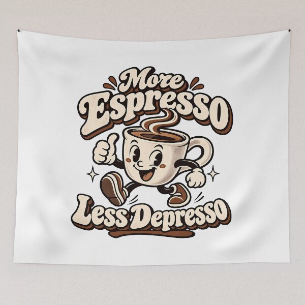 Item preview, More Espresso Less Depresso Funny Retro Coffee Lover  designed and sold by Photo-Sphere101.