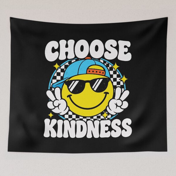 Aperçu de l'œuvre Choose Kindness Retro Smiley Positive Inspirational Design créée et vendue par stmpdwrld.