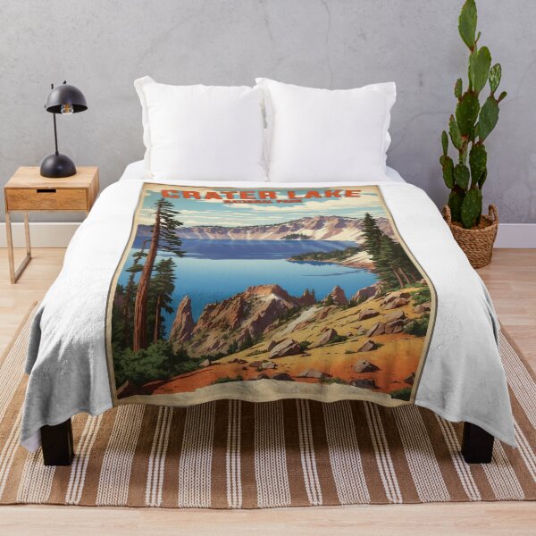 Item preview, Crater Lake Poster Original Custom Travel Tourism Vintage Poster Wall Art Design Tee Shirt designed and sold by Cool Robot Bro..