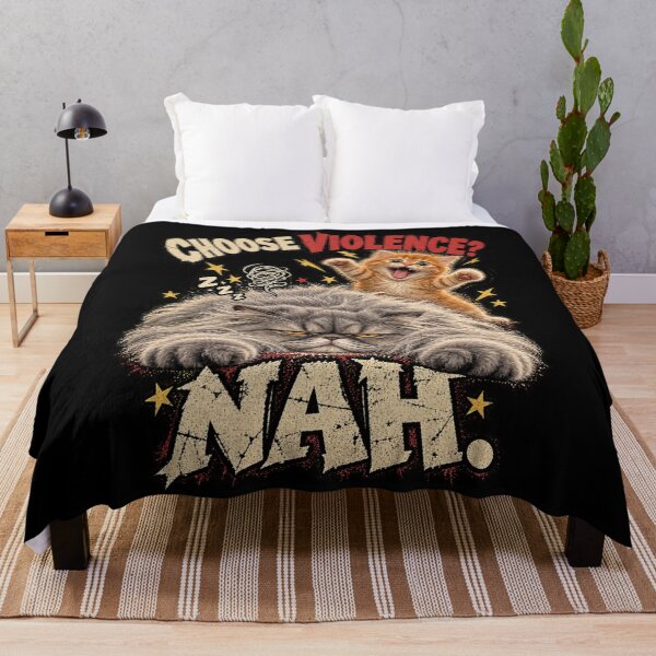 Item preview, Choose Violence Nah – Funny Grumpy Sleepy Cat Meme designed and sold by GrimCuteStudio.
