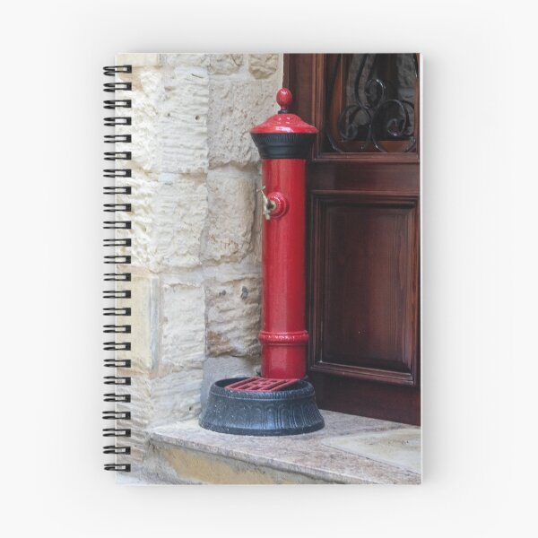 Item preview, Red Vintage Water Pump Next to Stone Wall and Wooden Door in Mediterranean Alley designed and sold by Nmallia.