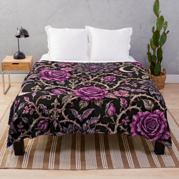 Item preview, Dark Gothic Floral Pattern – Black Dahlias & Purple Roses Halloween Design designed and sold by lavanya11.