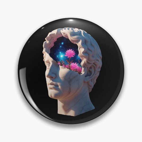 Item preview, Surreal Michelangelo David Statue Cosmos and Pink Flowers designed and sold by mimikaka.