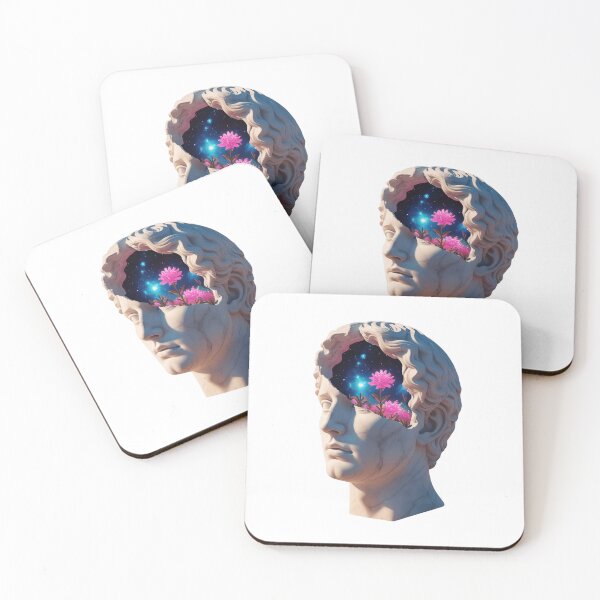 Item preview, Surreal Michelangelo David Statue Cosmos and Pink Flowers designed and sold by mimikaka.