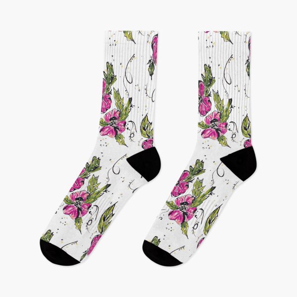 Item preview, Pink Floral Illustration – Mixed Media Flowers | By Nicole Giger designed and sold by NicoleGiger.Studio.