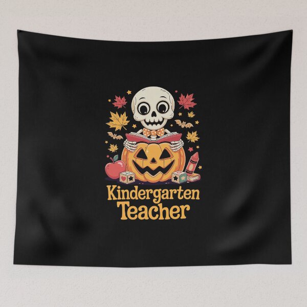Item preview, Kindergarten Teacher Halloween – Reading Skeleton Pumpkin Art designed and sold by jkrphoto.
