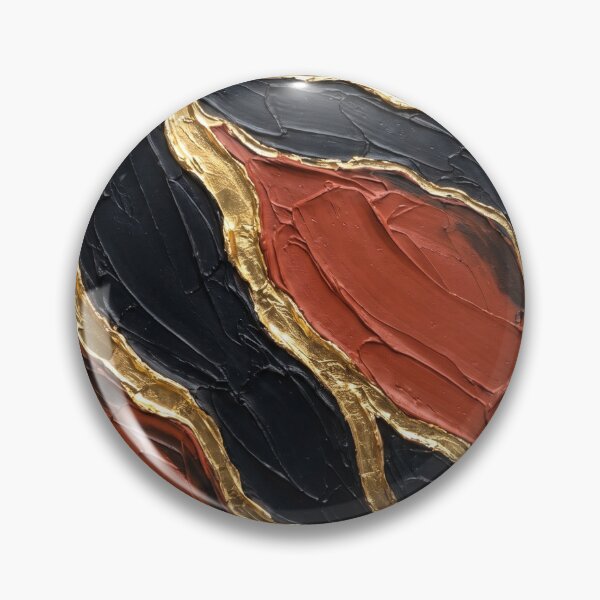 Item preview, Nile Strata - Deep Terracotta Black & 24K Gold Kintsugi Impasto Painting designed and sold by NUNNO Studio.