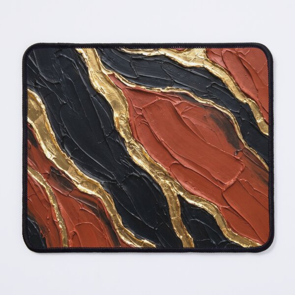 Item preview, Nile Strata - Deep Terracotta Black & 24K Gold Kintsugi Impasto Painting designed and sold by NUNNO Studio.