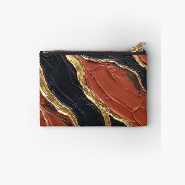 Item preview, Nile Strata - Deep Terracotta Black & 24K Gold Kintsugi Impasto Painting designed and sold by NUNNO Studio.