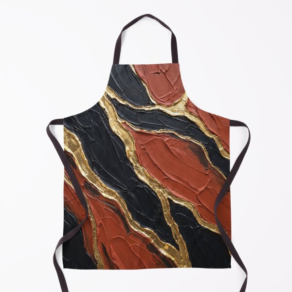 Item preview, Nile Strata - Deep Terracotta Black & 24K Gold Kintsugi Impasto Painting designed and sold by NUNNO Studio.