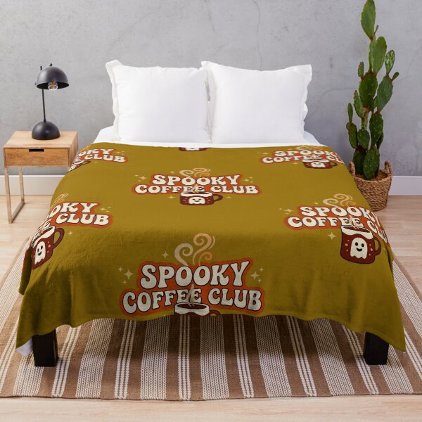 Item preview, Spooky Coffee Club Retro Typography with Ghost Mug Aesthetic Design designed and sold by urmoments.
